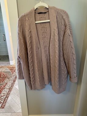 Jenni Kayne Cable Knit Open-Front Cardigan - Taupe